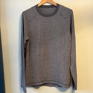 Gray and White Striped Lululemon Top
